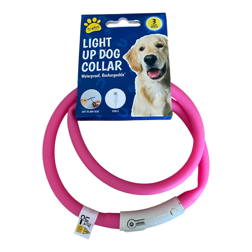 LED Light Up Dog Collar - Rechargeable, Waterproof, 3 Modes